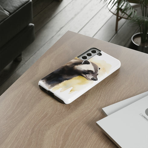 Badger on a Yellow Background - Impact Resistant Phone Case